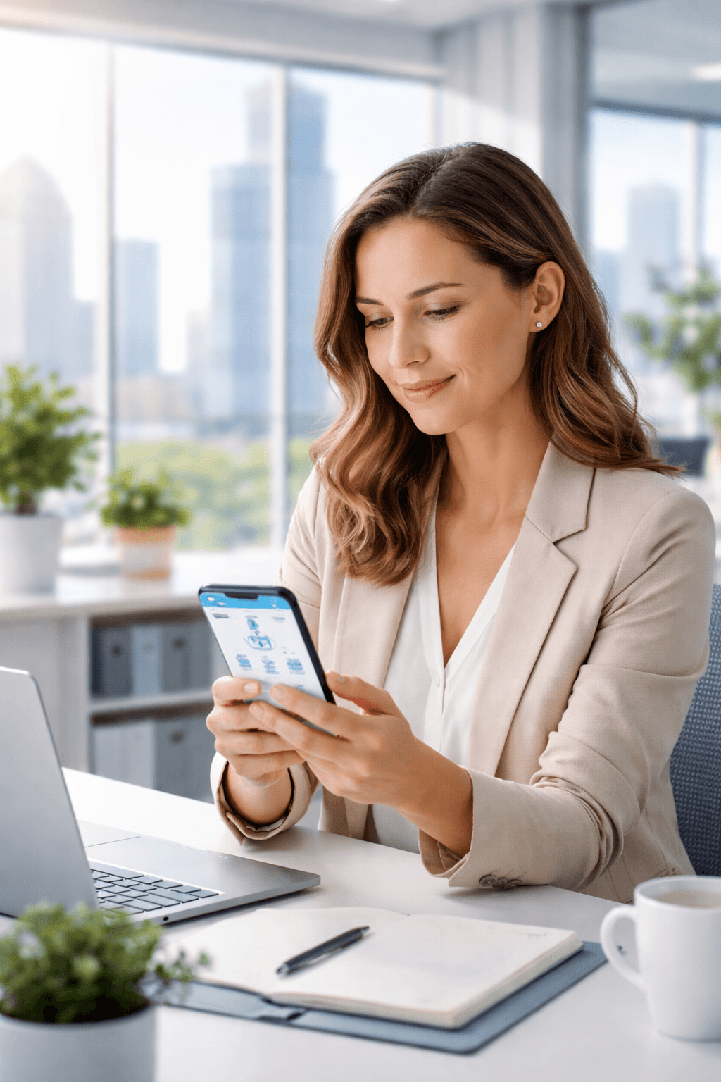 Employee using healthcare app